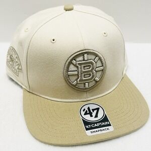 '47 Brand Boston Bruins Sierra Natural Captain Snapback Hat Cap Beige NHL Hockey
